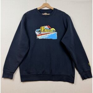Lakai Pacifico Push Skateboarding L Crewneck Blue Sweatshirt Streetwear Grunge